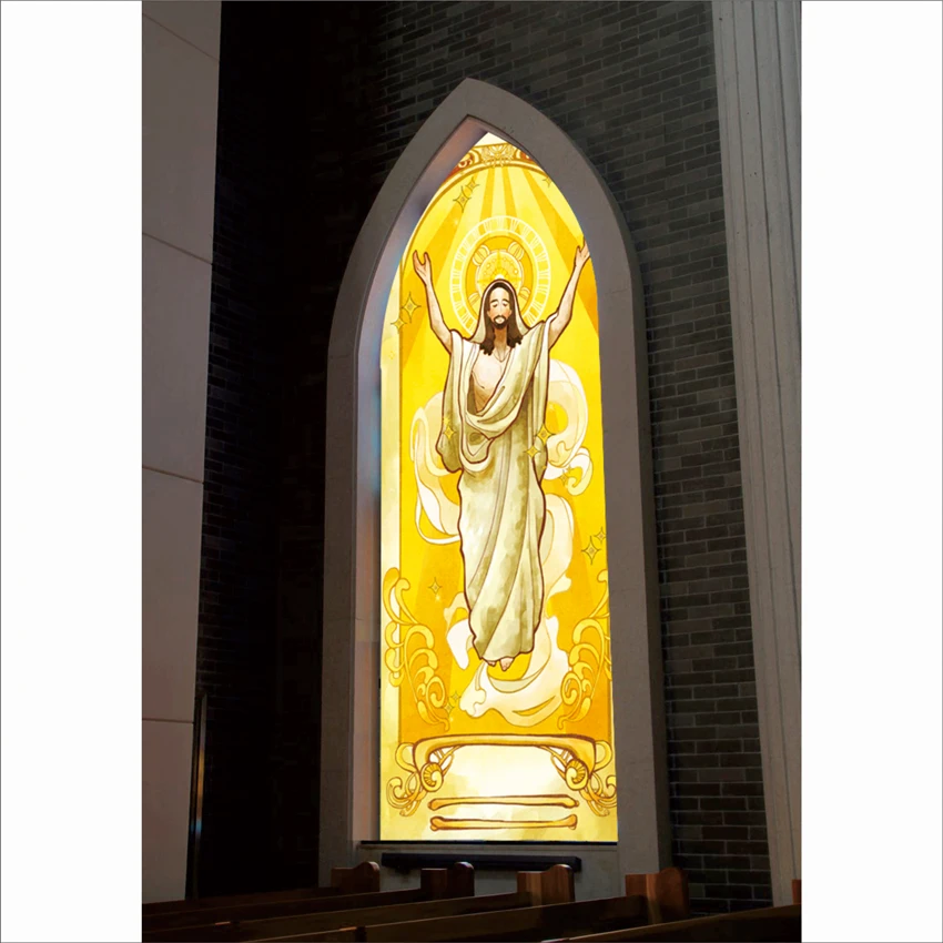 2019 Latest CUstom Size Window Film Static Cling Reusable Mixed Color Christian Jesus Privacy-Protection Home-Decor 50cmx100cm