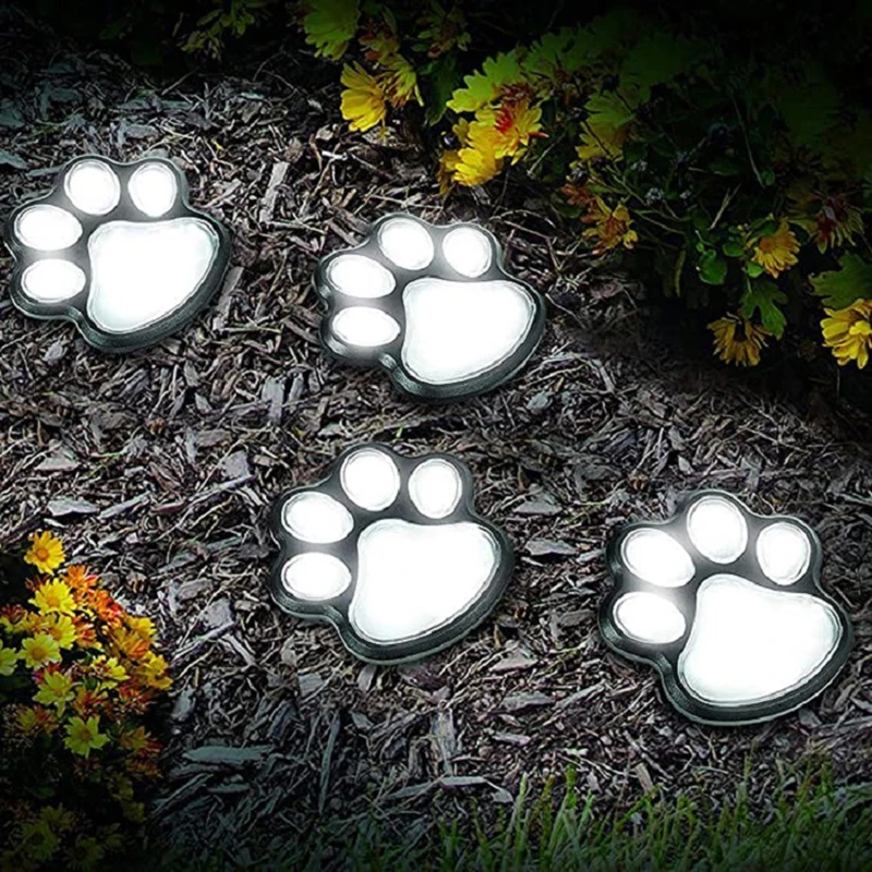 

4pcs/set Solar Garden Lawn Ground Night Light Paw Shape Design Outdoor Solar Lawn Lamp For Garden Backyard Decoration Led Lamp