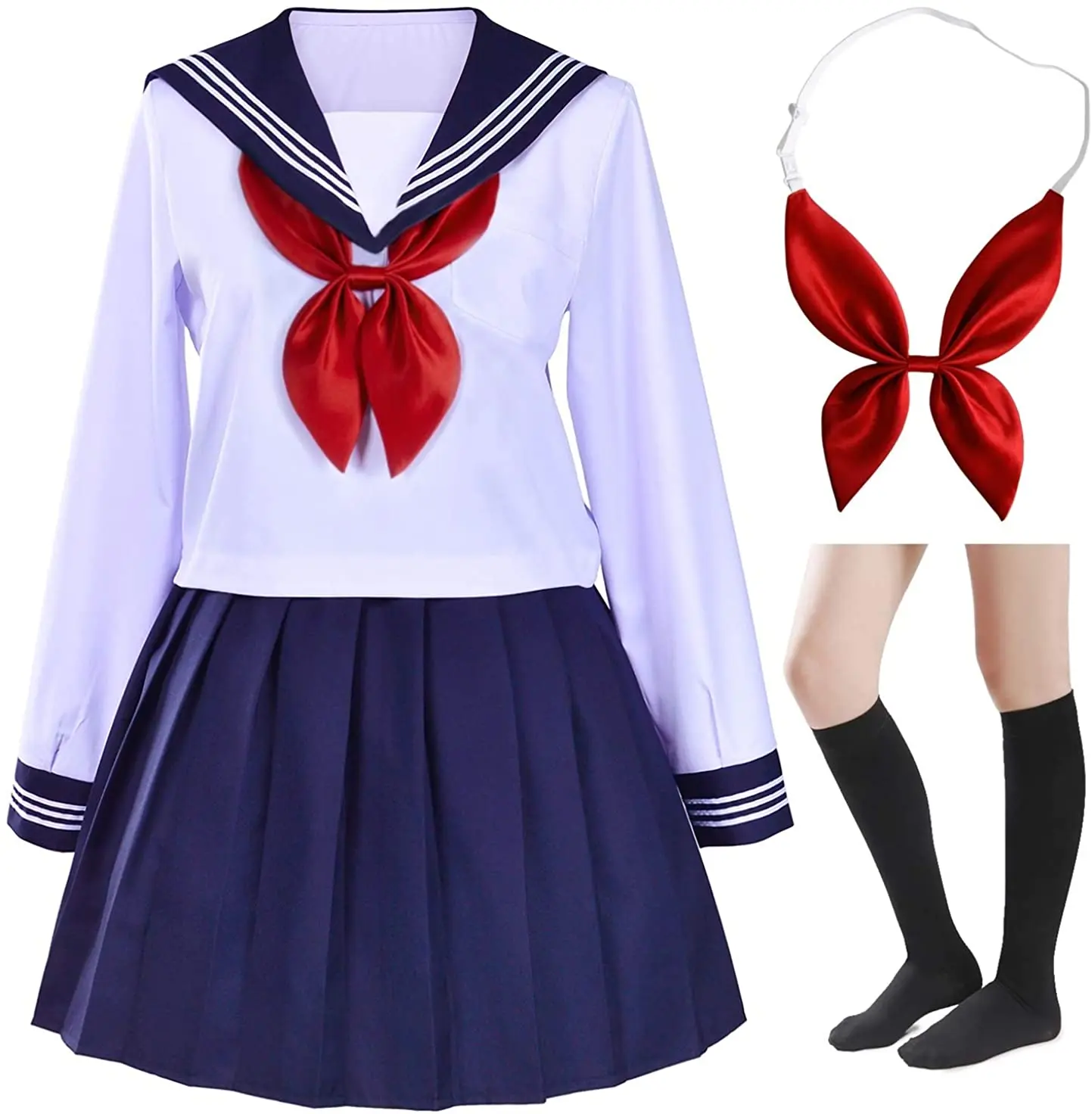 

Japanese School Uniform Suit Navy Sailor Dress Anime Cosplay Costumes With Socks Set School Clothes Girls Pleated Skirt