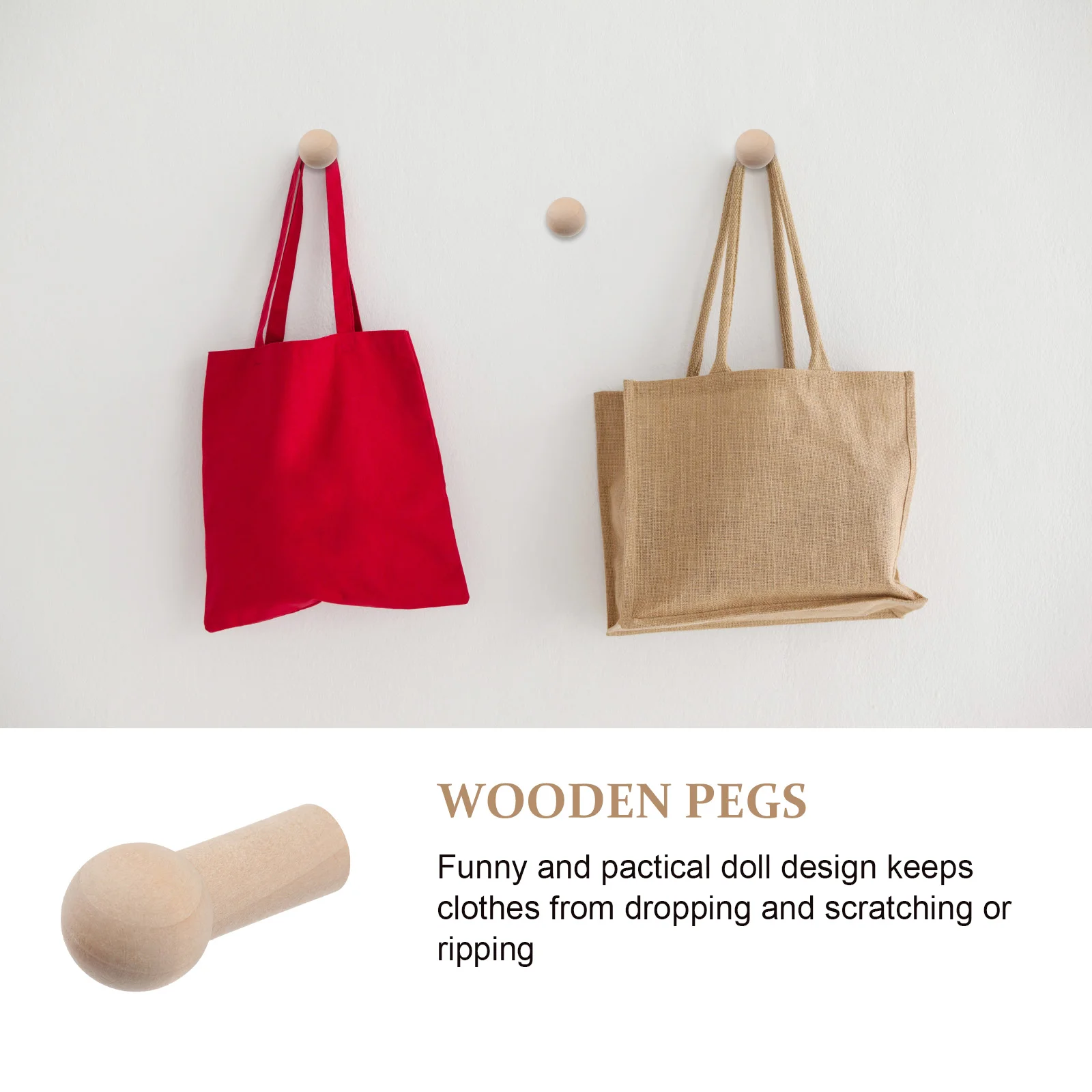 Wall Wooden Wood Hooks Pegs Hanger Peg Coat Hanging Hook Shaker Hat Mounted Rack Clothes Hangers Natural Mini Decorative