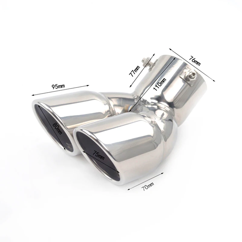 76mm Double Outlet Universal Car Exhaust Systems Pipe turbo sound Stainless Steel Tuning Muffler Tail Rear Pipe Renault Sport