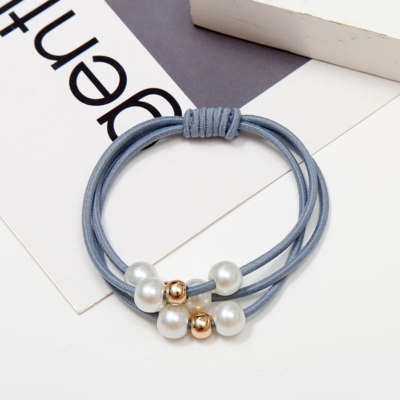 Neue Acryl runde Perle Haars eil Mode Frauen Haars eil elastischen Haar gummi