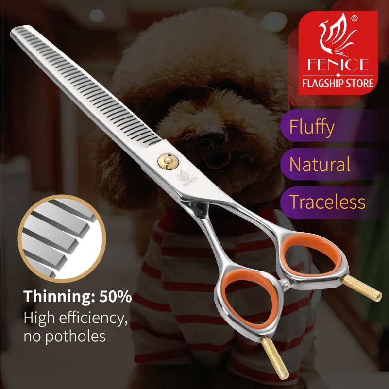 

Fenice 7.0inch Professional Dog Grooming Thinning Scissors 50% Thinning rate JP440C Pets Shears for Animal Tools Beauticians