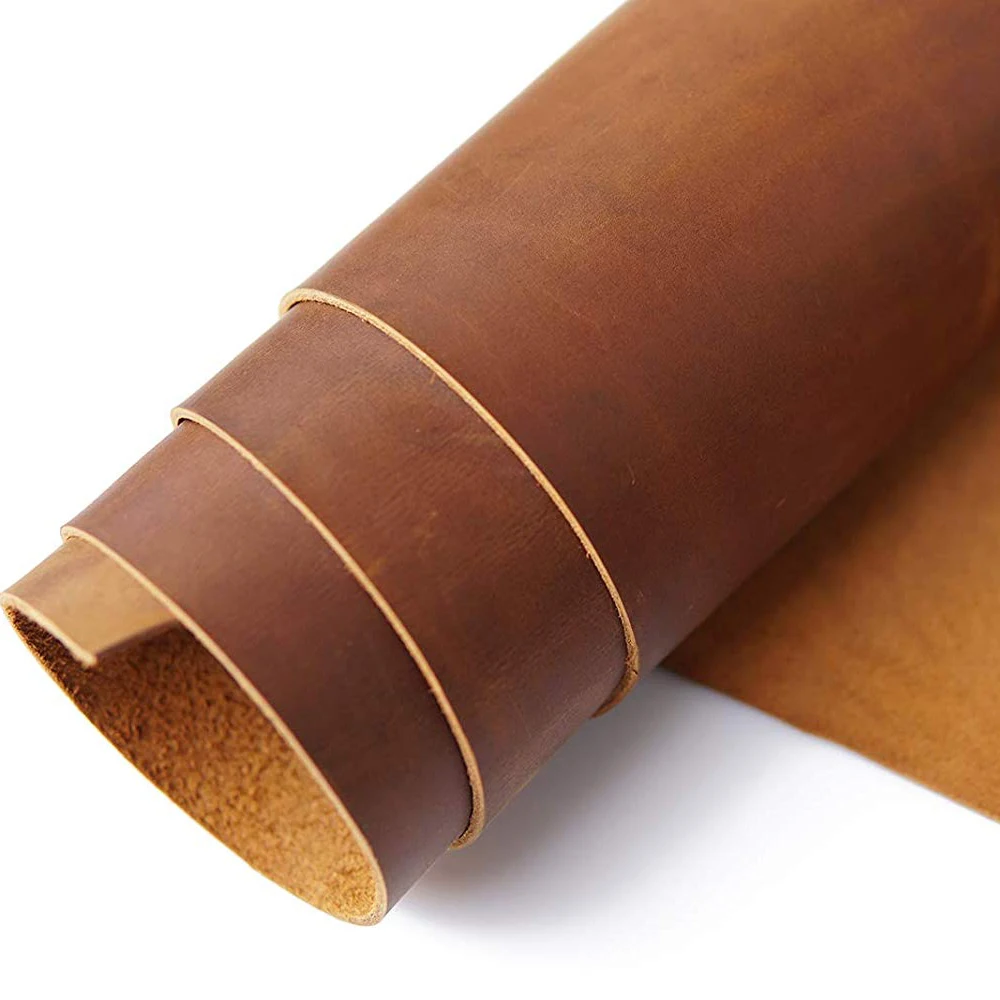 Crazy Horse Leather Material DIY Hand Leathercraft 2mm Thick Pull-Up Cowhide First Layer of Vintage Oil Tanned Leather Piece