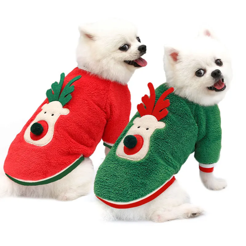 Dog Christmas Clothes Pets Clothing Costume New Year Cat Outfits Xmas Deer Hat Puppy Coat Hoodie Party Apparel