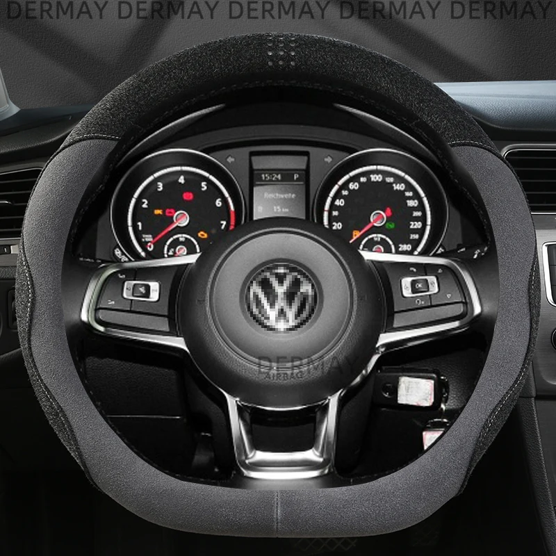 DERMAY Car Steering Wheel Cover Leather Suede for Volkswagen VW UP E-UP Up GTI Cross up! SEAT Mii Škoda Citigo Auto Accesorios