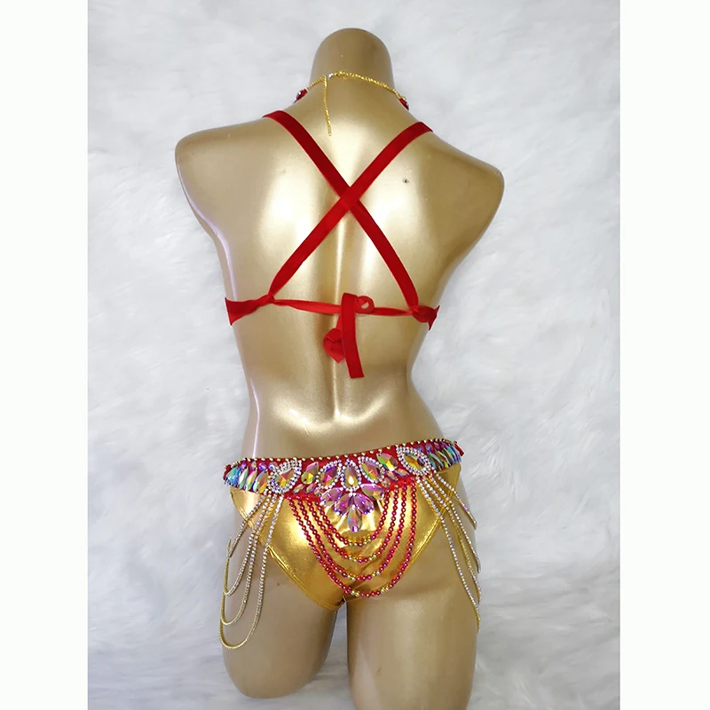 New Stage Wear Sexy Samba Carnival Handmade Belly Dance Costume Suit For Women Beaded Bra&Belt Set Party Rave Dancing Outfit 028