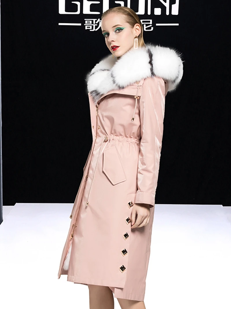 Real Fur Boollili Coat Female Real Rabbit Fur Liner Parka Winter Jacket Women Fox Fur Collar Korean Long Jackets Veste Femme