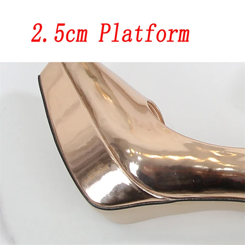 Women 12cm High Heels 2.5cm Platform Fetish Gold Pumps Lady Wedding Bridal Plus Size Bling Heels Nightclub Silver Party Shoes