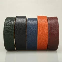 Genuine Leather Men's High Quality Belts Bison Full-Grain Leather Top Layer Leather Headless Belt Handmade DIY