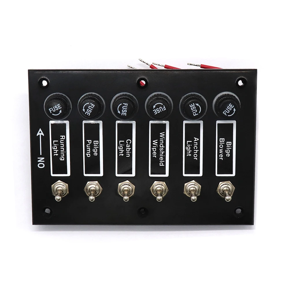 Car Switch Panel 6 Gang for Car Marine Ship Caravan RV ON/OFF Rocker Toggle DC12/24V Label Stickers With Fuse Protection