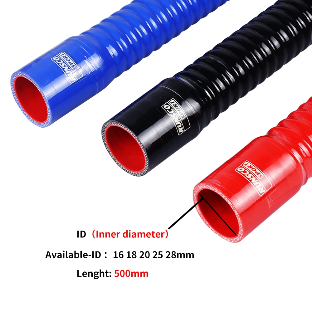 ID16 18 20 25 28mm Silicone Flexible Hose Water Pipe Radiator Tube Air Intake High Pressure Rubber Joiner Pipe Blue Red Black