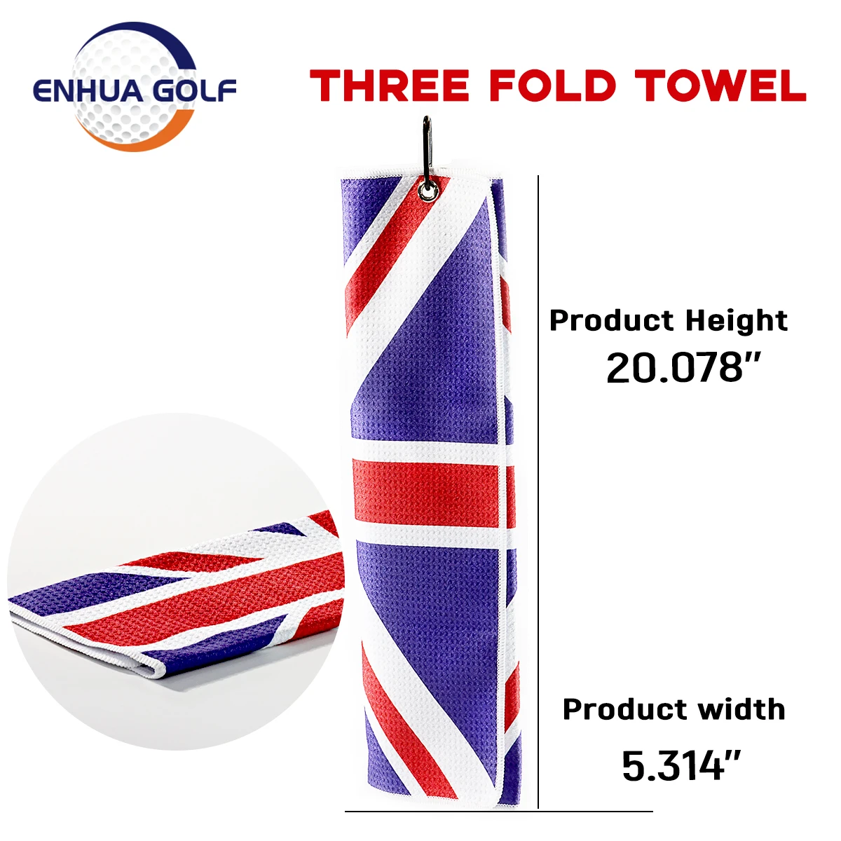 Golf Towels for Golf Bags With Clip and Brush Set Flag Pattern Grommet Personalized Clubs Cleaning Tools Men Women Flag+Brush