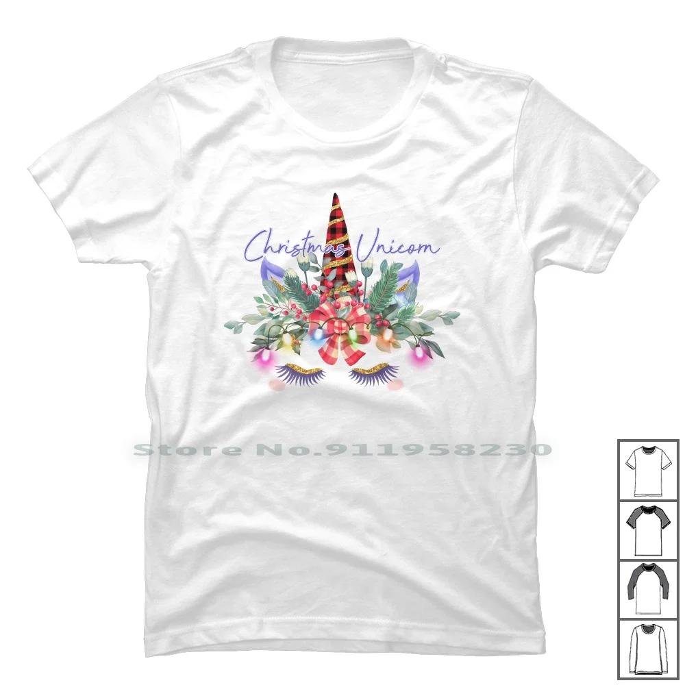 Christmas Unicorn T Shirt 100% Cotton Mistletoe Berries Winter Stars Nico Deer Corn Uni Toe St