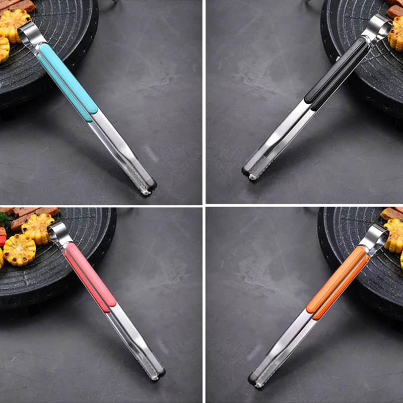 Korean BBQ Tongs Stainless Steel Food Tongs Barbecue Grill Meat Tongs Salad Bread Toast Clip Ice Tongs Kitchen Cooking Utensils