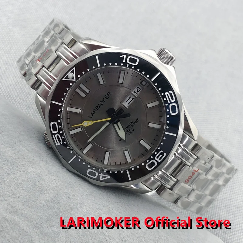 

LARIMOKER 41mm Polished Automatic Man Waterproof Watch Stainless Steel Bracelet 24Jewel NH36 Movement Sapphire gray Dial