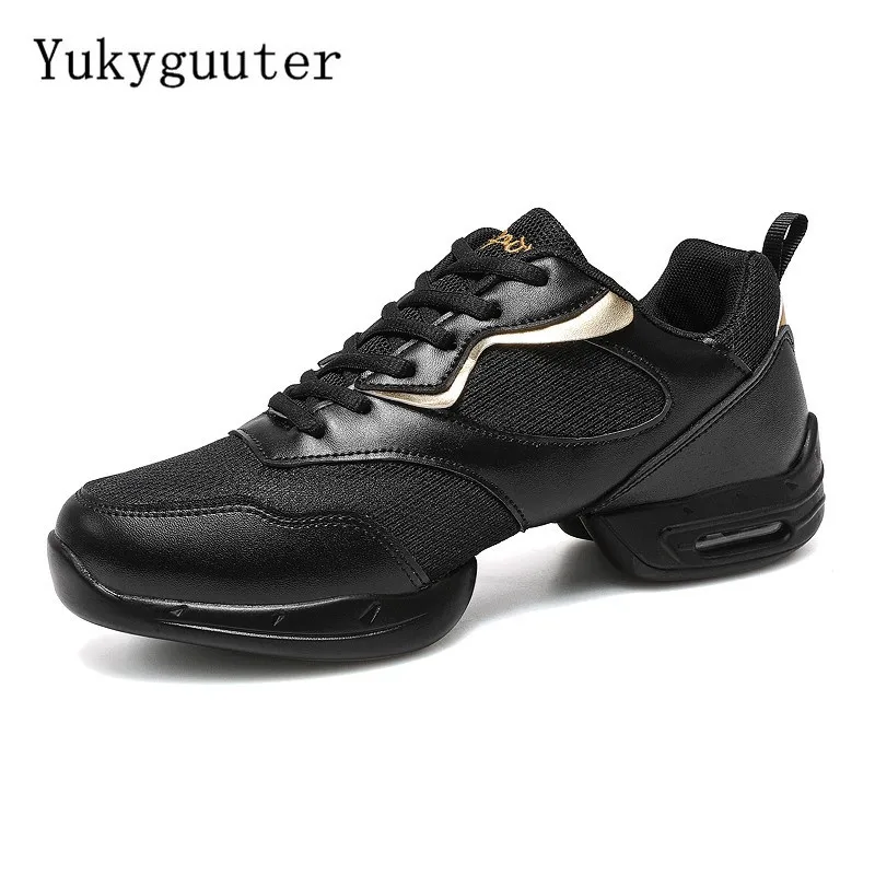 Dance Shoes Men Woman Modern Soft Outsole Jazz Sneakers Aerobics Breathable Lightweight Male Dancing Fitness Sport Black