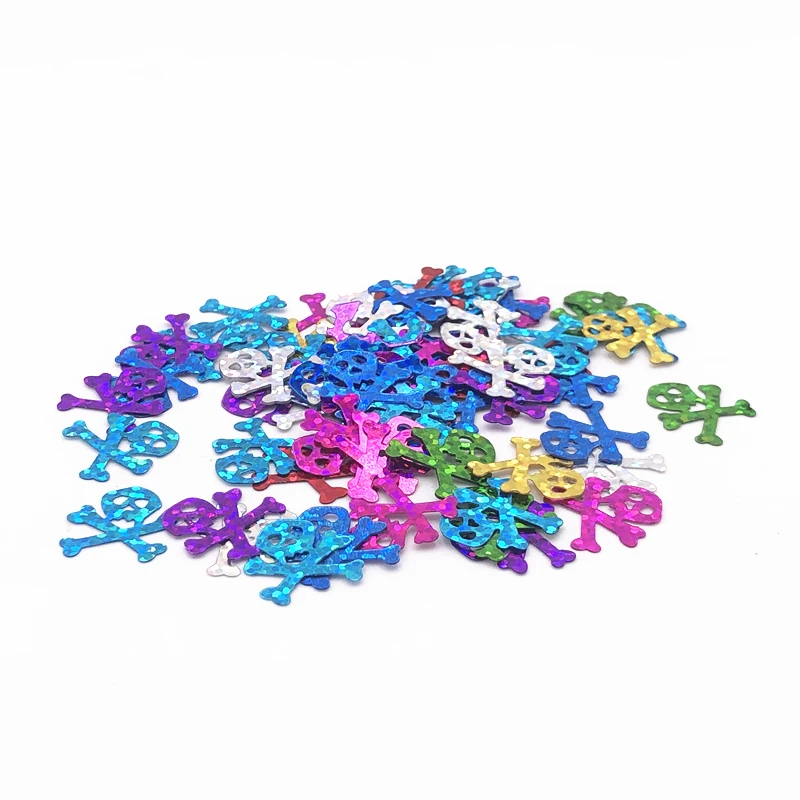 50Pcs/Pack 18mm Skull Loose Sequins Laser Mixed PVC Paillettes Sewing Wedding Craft Women DIY Halloween Lentejuelas Accessories
