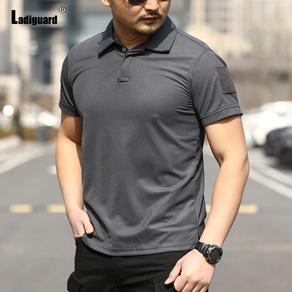 Ladiguard Fashion Tops Plus Size 3xl Men Short Sleeve Polo Shirt Blouse Latest Summer Casual Pullovers Sexy Mens clothing