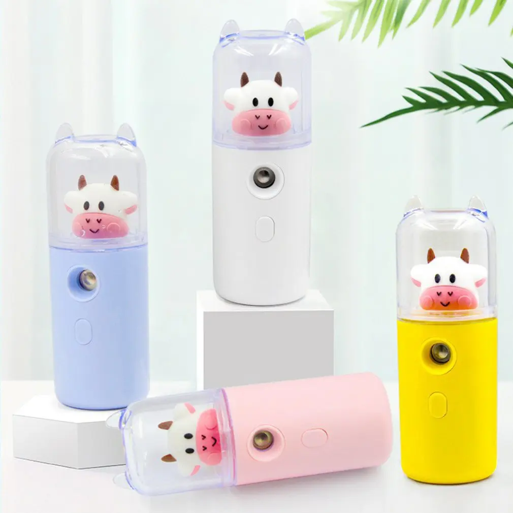 Cute Cow umidificatore portatile trucco femminile strumento di rifornimento dell'acqua palmare USB donne profumo alcool Nano spruzzatore