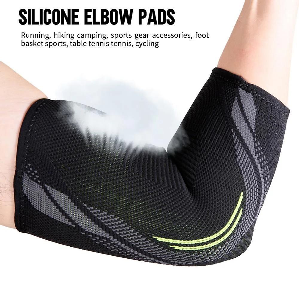 Sports Nylon Knitted Elbow Pads Highly Compression Prevent Joint Pain for Tennis Golfers Elbow, Tendonitis, Arthritis