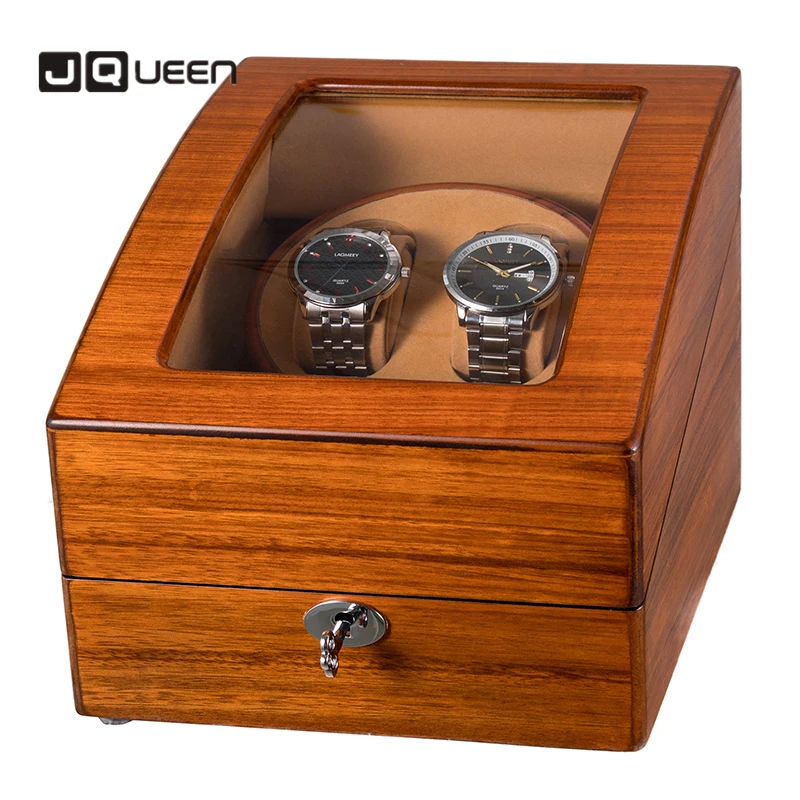 

JQUEEN Automatic Double Watch Winder with 3 storages Fraxinus mandshurica Brown Velvet Interior