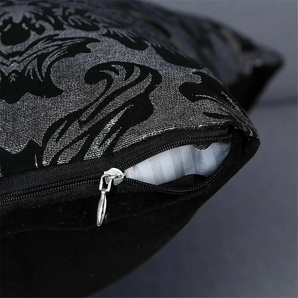 4Pcs/Pack Luxury Vintage Black and Silver Decorative Cushion Cover Floral Pillowcase For Car Sofa Decor Home Pillow Covers