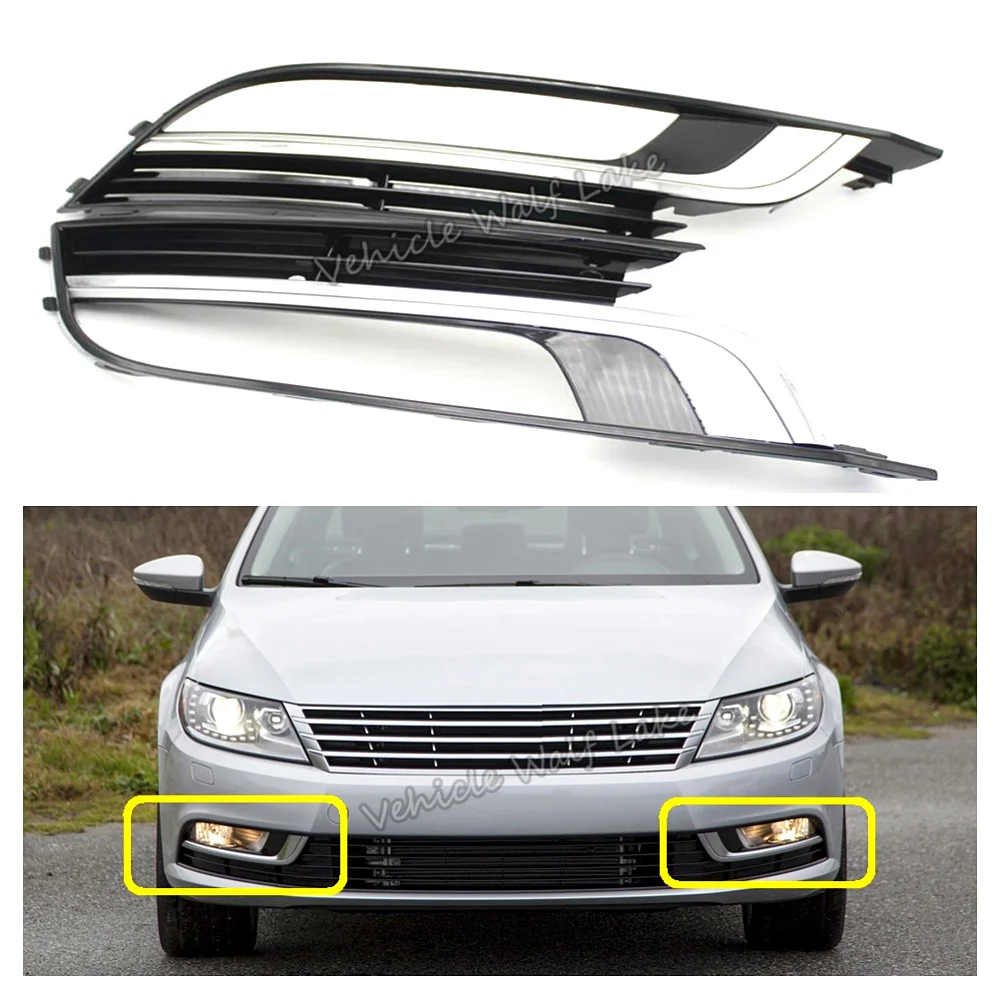 

2pcs Fog Lamp Grille For Passat CC 2012 2013 2014 2015 2016 2017 Car-Styling Front Bumper Fog Lamp Light Grille Cover