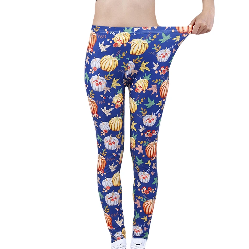 VIIANLES Pumpkin Print Leggings Elastic Fitness Elastic Punk Fahsion Sexy Ladies Pants High Waist Fashion Trousers Dropship