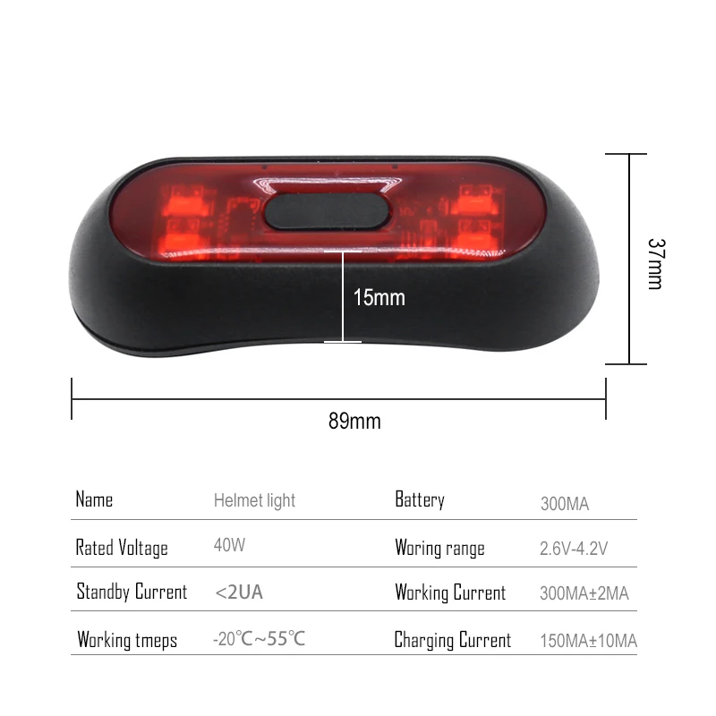 Sclmotos-Motorrad Helm Zyklus Fahrrad Helm Nacht Sicherheit Signal Warnung Licht LED Licht Hinten Schwanz Lampe Rücklicht Wasserdicht