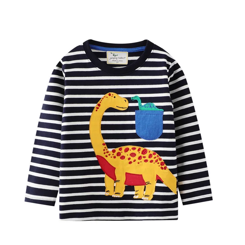 T-shirts à manches longues pour enfants, vêtements pour garçons, pelles, broderie, hauts, chemises, automne hiver