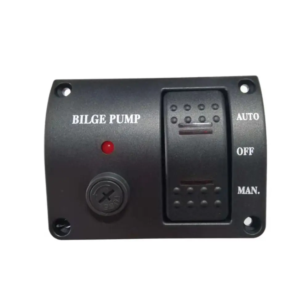 Marine Boat Bilge Pump Panel Switch Plate ABS Manual Automatic Closing Spring Return 12V