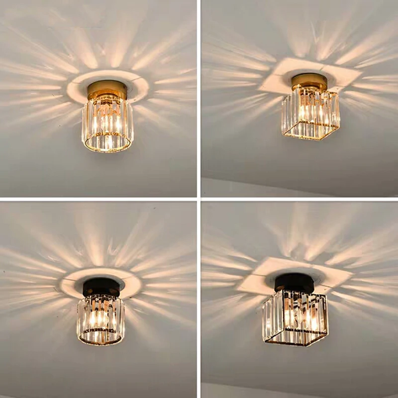 

Luxury American crystal lamp E27 aisle corridor lamp cloakroom balcony creative entrance hall led ceiling lamp
