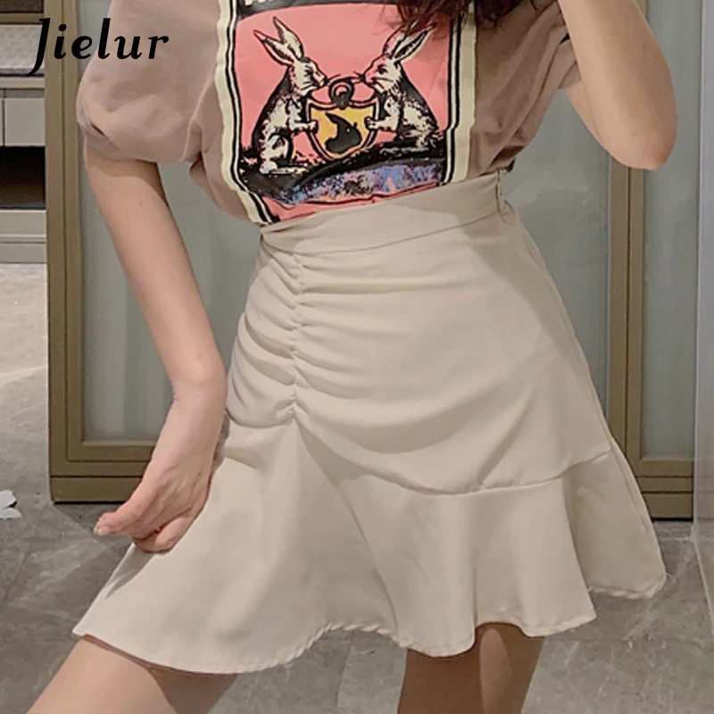 Jielur Charming Womans Skirts Chicly Solid Color Skinny Package Hip Sexy Lovely Skirt Lady Kpop Ulzzang Ropa Mujer Verano 2021