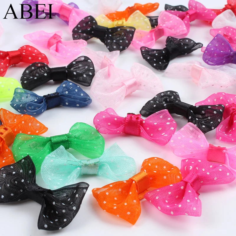 50pcs Dot Printing Organza Ribbon Bows DIY Crafts Wedding Party Birthday Decoration Handmade Bow Flower Accessories