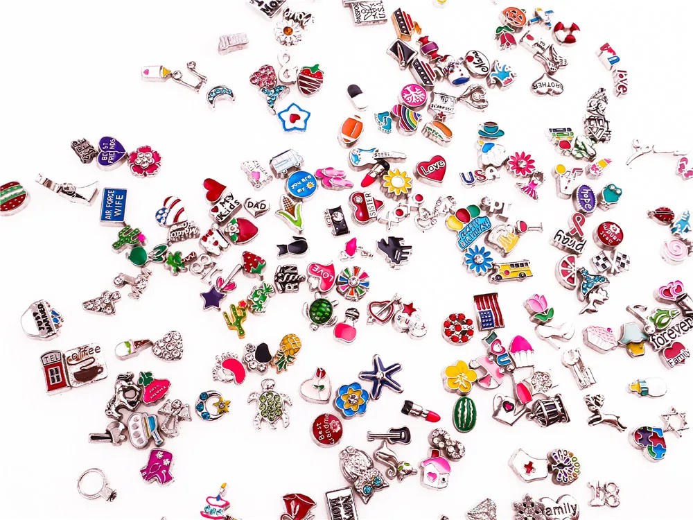 60pcs Mixed Floating Charms for DIY Memory Lockets