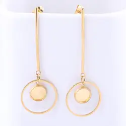 6pcs Gold Plated Dangle Bar Cabochon Earring Blanks 8mm Dia Base Setting Trays With Circle Hoop Charms Diy