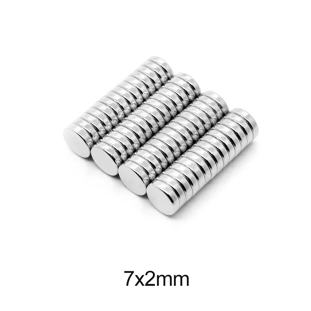 20/50/100/200/500PCS 7*2 mm Disc Rare Earth Magnet 7x2mm N35 Small Round NdFeB Magnet 7x2 Strong Powerful Magnetic Magnets