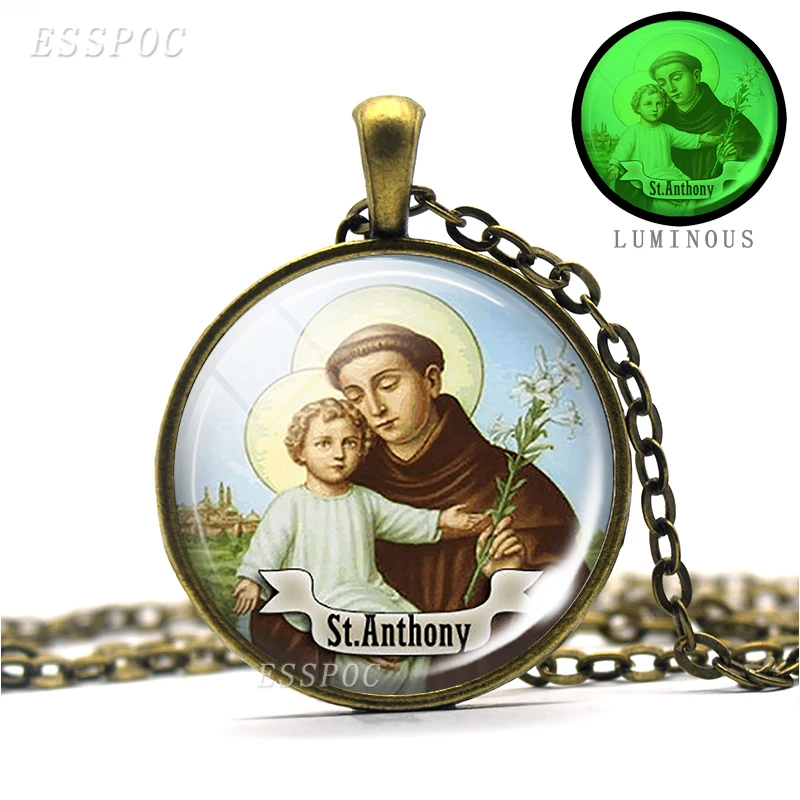 St Anthony Pendant Necklace Luminous Necklace Bring Love To Your Life Medal Religious Jewerly