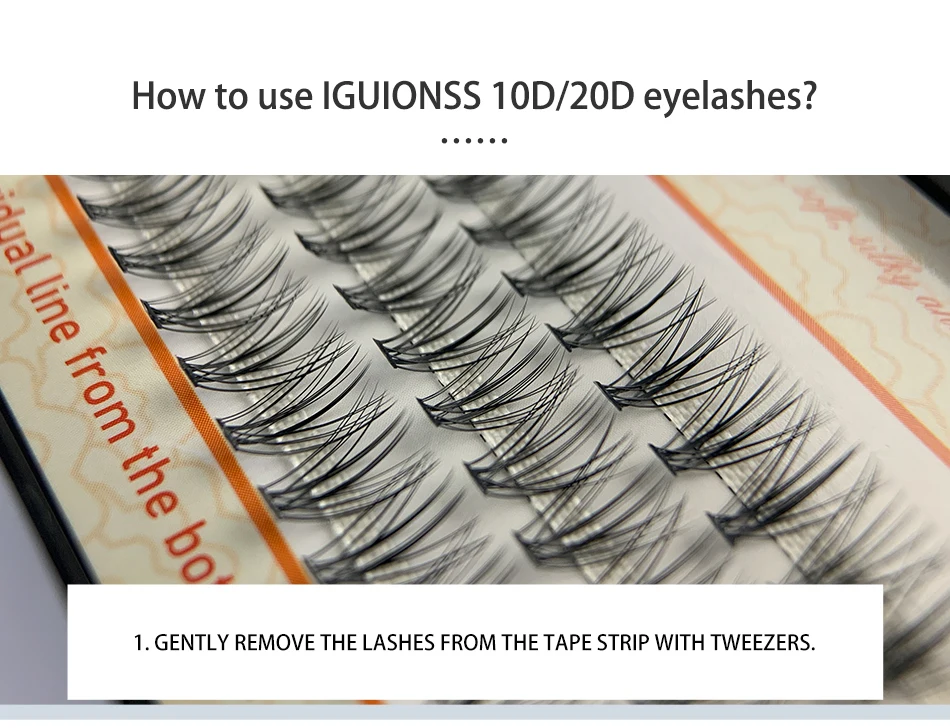 IGUIONSS 10D Wimpern Cluster Wimpern Verlängerung Natürliche Lange Schwarze 3D Volumen Wirkung Faux Bunche Individuelle Make-Up Cilias – Detail 9