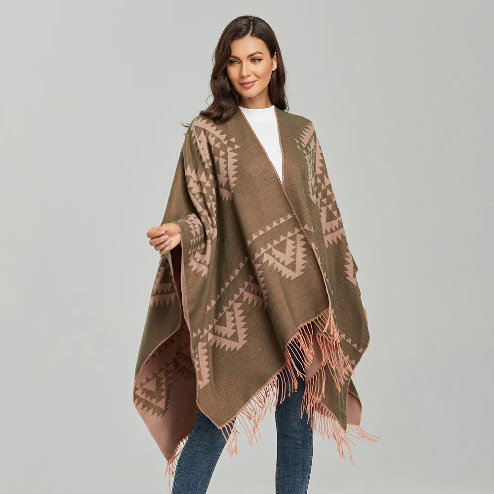 

Tassel Poncho Women Capes Coats Sweaters Wrap Shawl Winter 2022 Spring New Female Knitted Sweater Cloak Capes