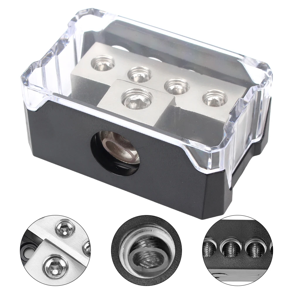 Auto Junction Box for Car Audio Stereo Amplifier 4GA Out Distribution Blocks Multi-functional 4 Way Ground Box