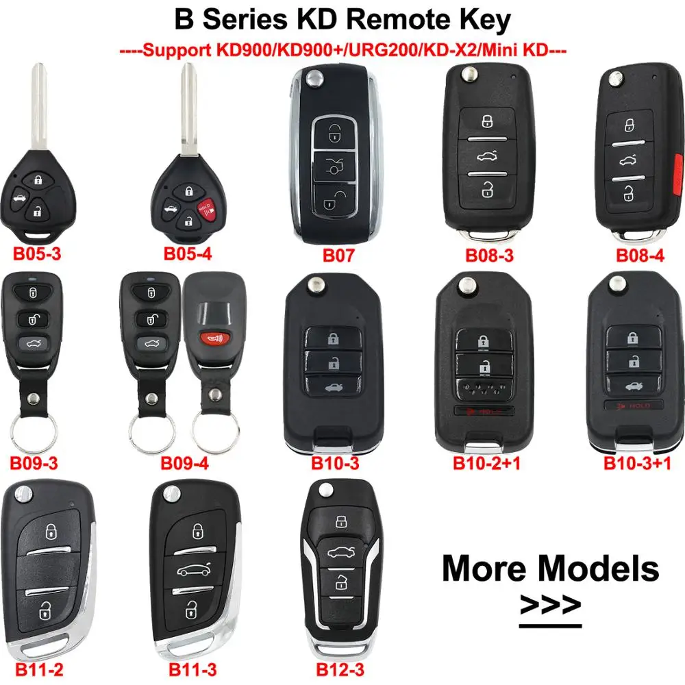 

Keyecu B Series KD Remote Key B05-3 B05-4 B07 B08-3 B08-4 B09-3 B09-4 B10 B11 B12-3 for KD900 URG200 KD900+ KD-X2 Mini KD