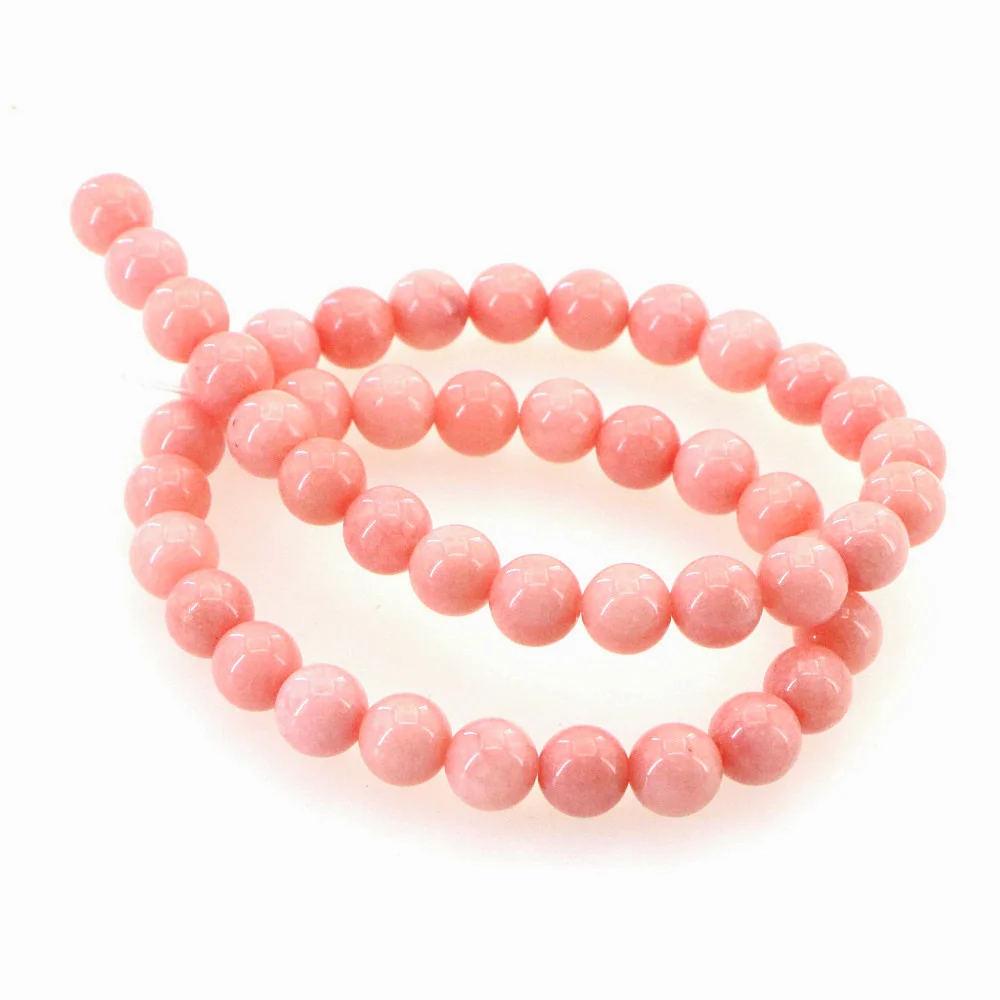 Accessory Crafts Semi Finished Stones Balls Gifts 8mm pink Chalcedony Loose Beads Jewelry 15inch Fitting Female Wholesal