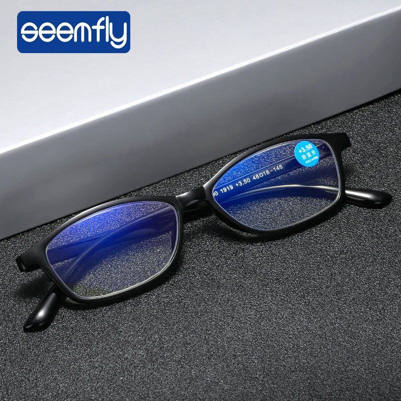 seemfly Altralight Reading Glasses TR90 Flexible Frame Anti Blue Light Eyeglasses For Women Men Diopter Eyewear +1.0 2.0 3.0 4.0