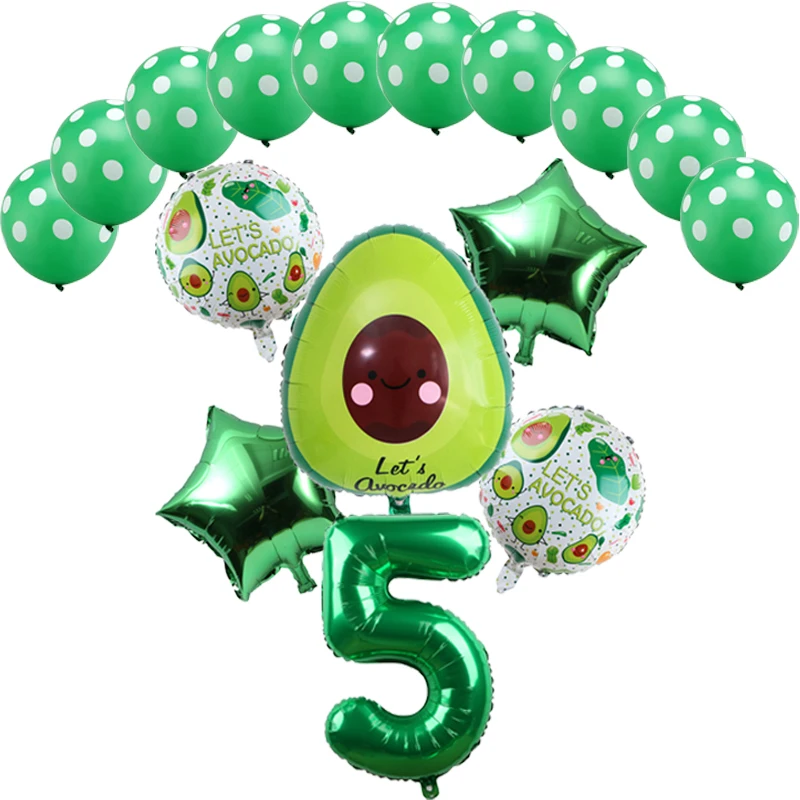 16pcs Green Avocado Shaped Aluminum Foil Balloon Fruit Party Food Festival Children\'s Birthday Party Decoration Globos