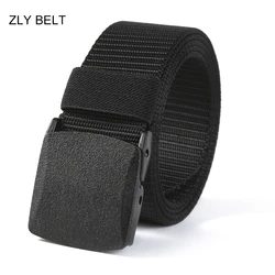 ZLY 2021 New Fashion Canvas Belt Men Women Unisex Outdoor Tactical Plastic Buckle Solid Trend Hiking Waistband Casual Hot Sell