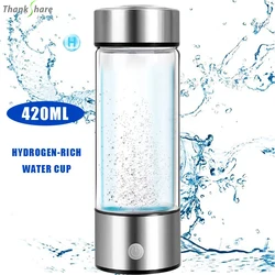 Botella ionizadora de agua portátil de 420ML, taza de agua de iones negativos recargable, rica en hidrógeno taza de agua, generador de agua alcalina USB