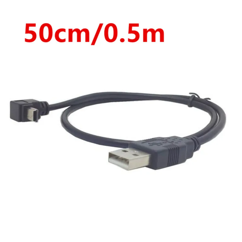 5m USB 2.0 męski na Mini USB B typ 5-pinowy 90 stopni w górę, w dół, w lewo i w prawo kabel danych odpowiedni do telefonu komórkowego MP3 MP4