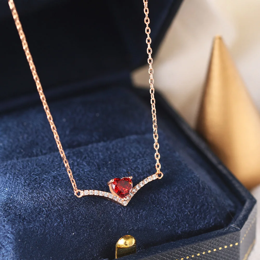 ZHOUYANG Jewelry Sets For Women Trendy Red Love Heart Crystal Necklace Earring Engagement Silver Color Fashion Jewelry KAS075